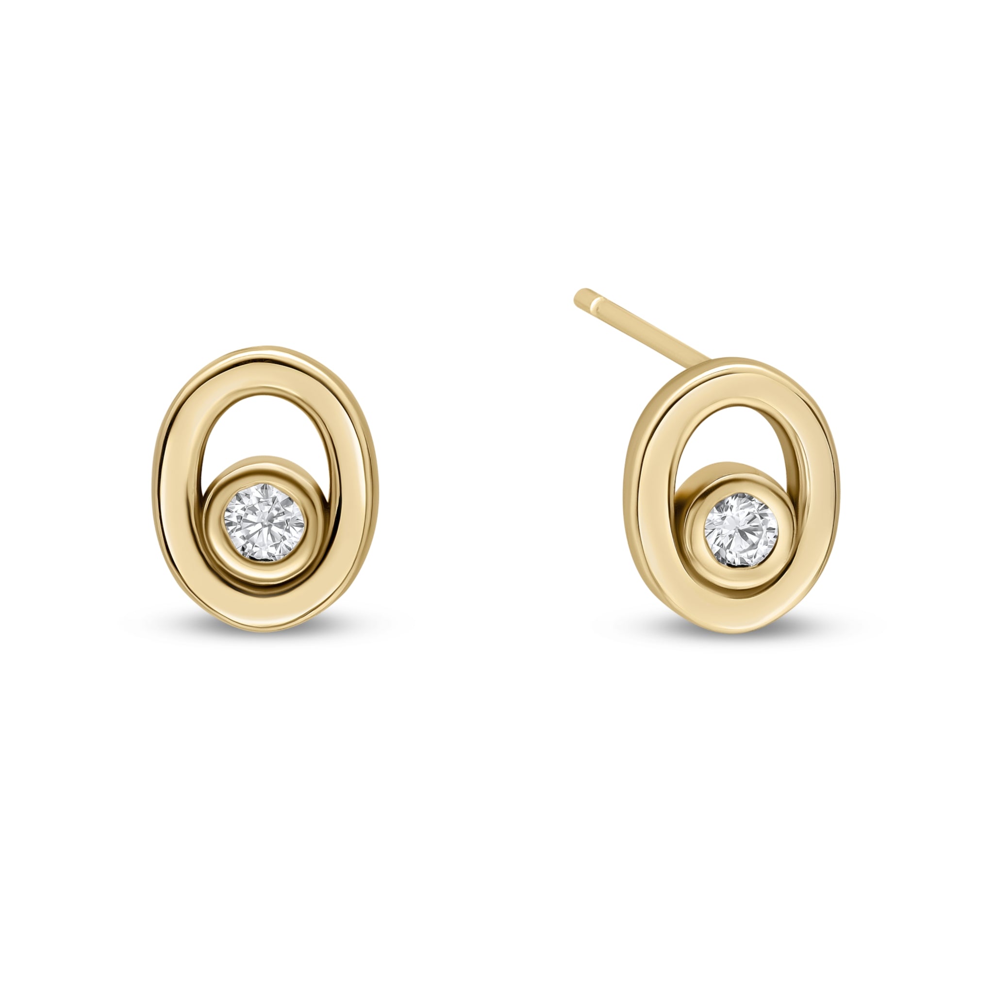 Mary Stud Earrings in 14ct Gold with Diamonds